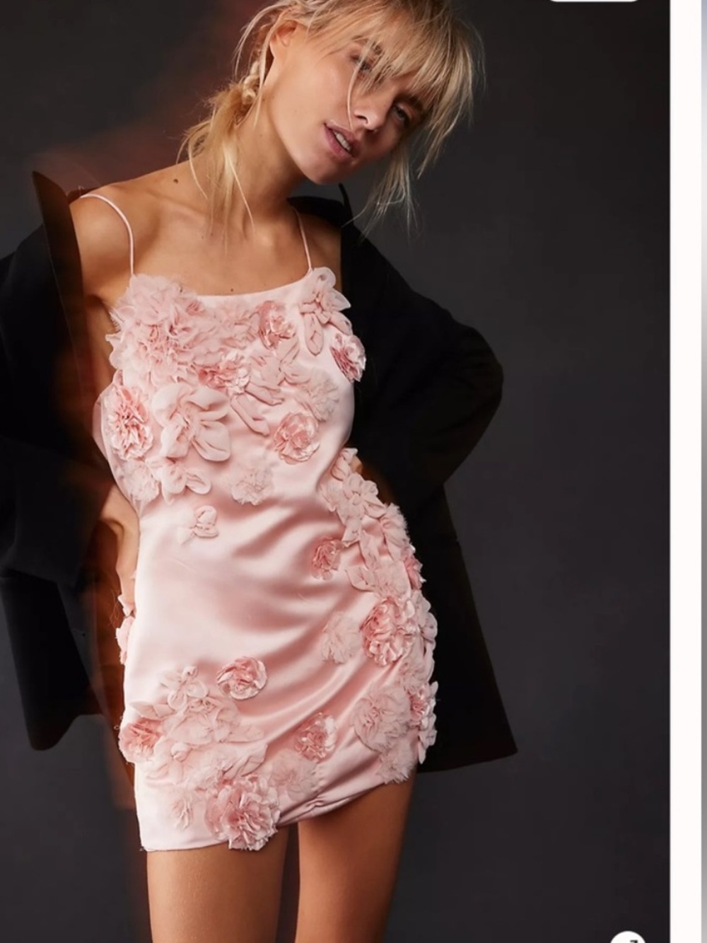 LOVE SHACK FANCY Floral Appliqué Pink Mini Dress